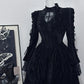Robe de soirée courte en velours noir, élégante et vintage, en dentelle, robe de bal, robe de soirée, robe de fête d'anniversaire, robe de bal nv4048