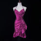Pink Homecoming Dress Spaghetti Strap Short Party Dress nv4224