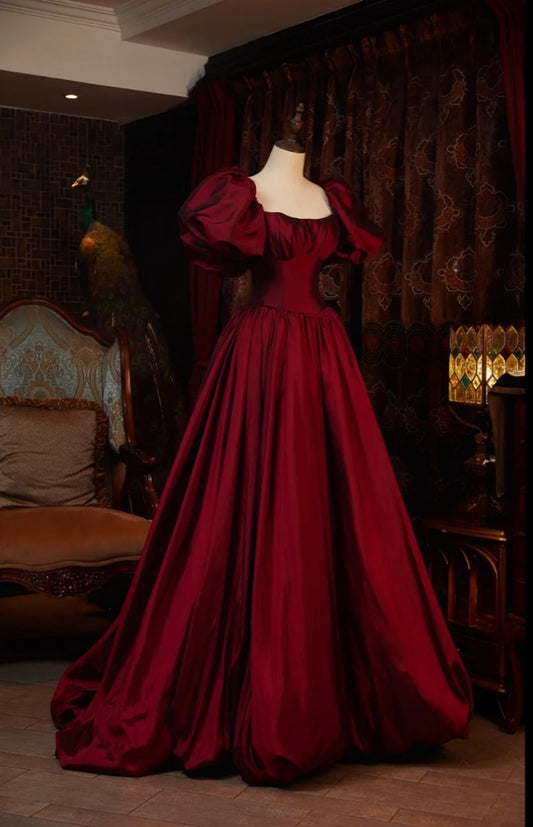 Vampire Red Princess Traditionelles rotes Toastkleid Langes Satin-Prinzessinnenkleid NV6534