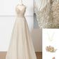 Robe de soirée longue en tulle, élégante et brillante, couleur champagne doré, robe de bal, robe de soirée, nv4753
