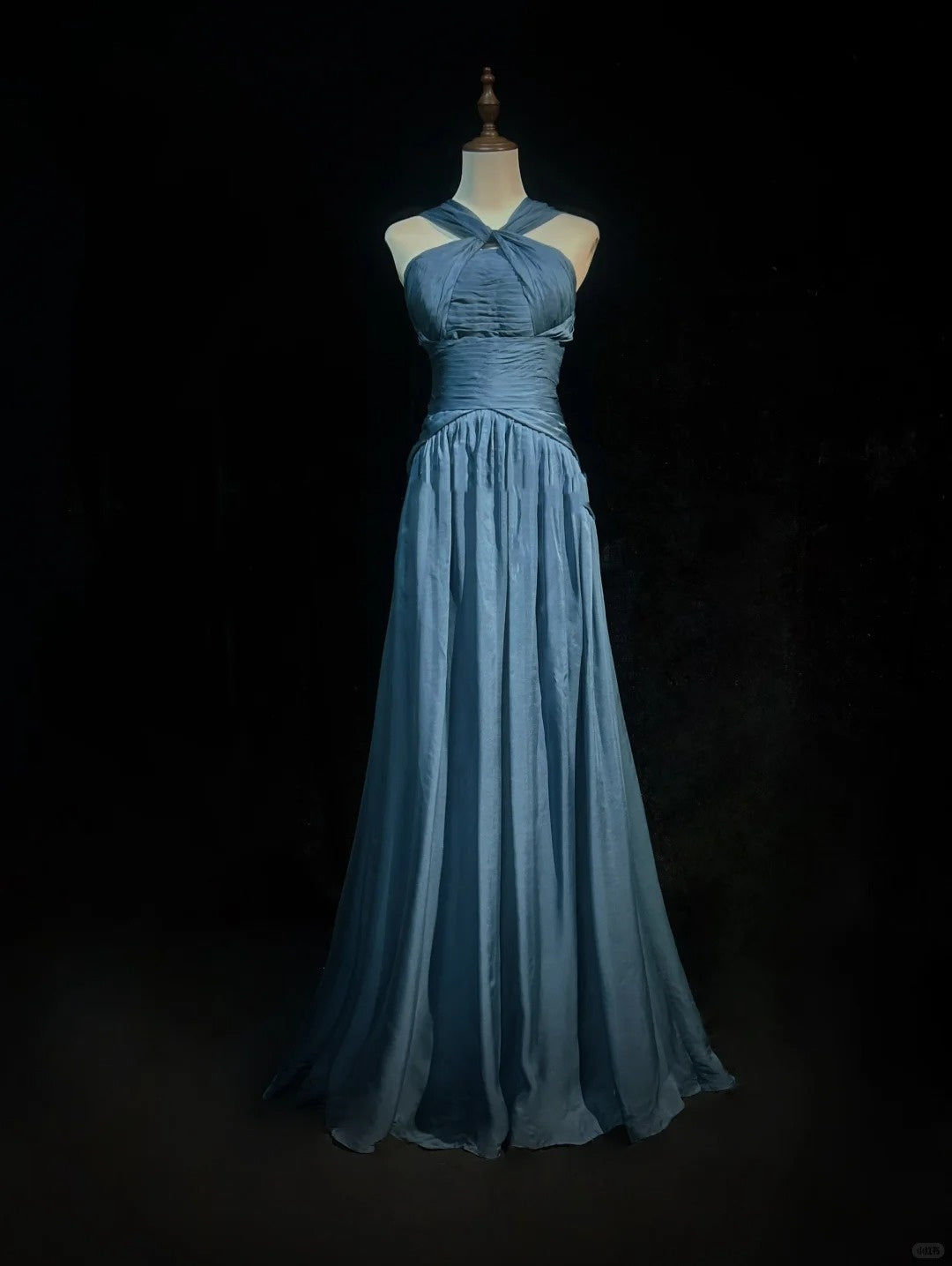 Blaues langes Chiffon-Ballkleid, Abendkleid, Brautjungfernkleid, NV4395
