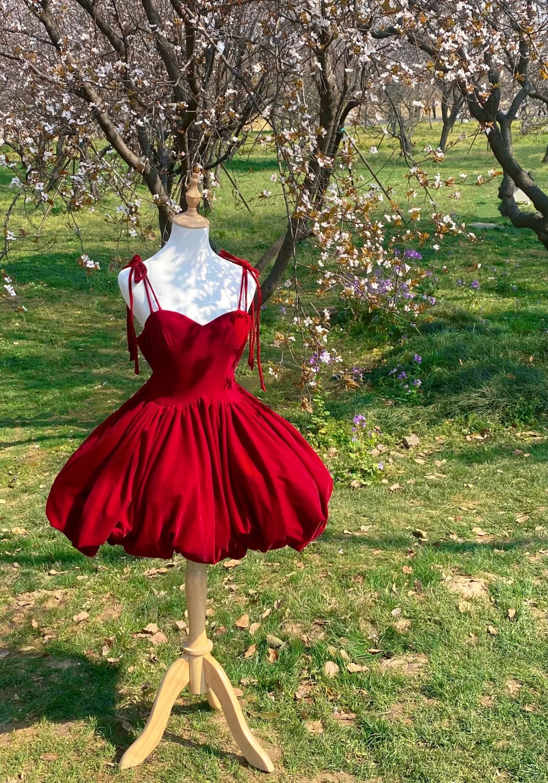 Robe de soirée courte en velours rouge, robe de cocktail, robe de bal, nv4417