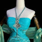 Robe de soirée longue en satin bleu magnifique et exquise, robe de bal, robe de soirée nv4373