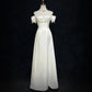 Robe de soirée longue en satin blanc, élégante et délicate, avec perles, nv4927