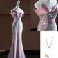 Rosa funkelndes langes Meerjungfrau-Ballkleid mit Pailletten, Abendkleid, Partykleid, nv4751