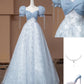 Robe de soirée longue bleue à fleurs pour filles, élégante et tendance, nv4745