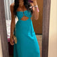 Charmante robe de soirée longue bleue en forme de A nv1724