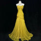 Gelbes elegantes langes Tüll-Ballkleid, Abendkleid nv4926