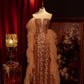 Luxuriöses, prachtvolles und exquisites langes formelles Goldkleid NV6538