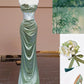Robe de soirée élégante à fleurs style sirène, coupe ajustée, longue, longueur au sol, style bal, mode verte, nv4189