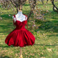 Robe de soirée courte en velours rouge, robe de cocktail, robe de bal, nv4417