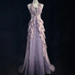 Purple Delicate Beading Elegant Long Tulle Prom Dres Evening Dress nv4925