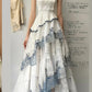 Robe de soirée longue en tulle et dentelle blanche à motif bleu, broderie exquise, volants multicouches, ourlet asymétrique, fantaisie, robe de bal, robe de soirée nv4546