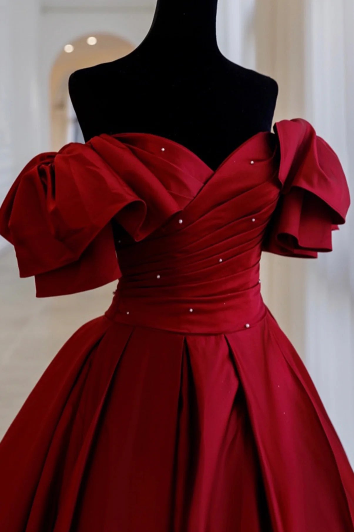 Robe de soirée longue en satin rouge élégante et tendance nv3414