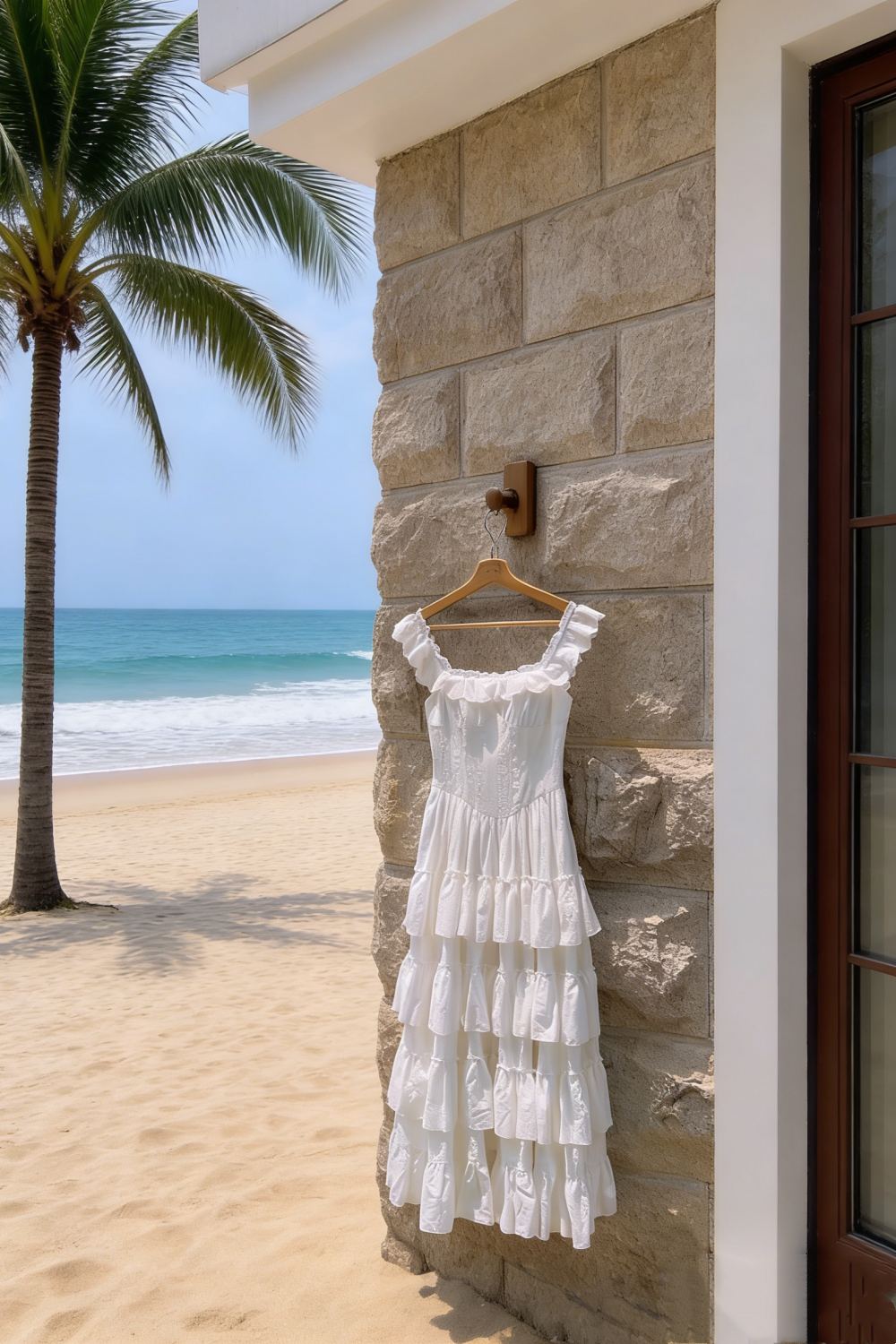 White Lace Flutter Sleeve Multi-Layer A-Line Maxi Dress - Gentle Style Date & Afternoon Tea Gown  NV6784