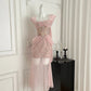 Robe de soirée courte en tulle à fleurs roses, robe de bal, robe d'anniversaire, robe de soirée nv4447