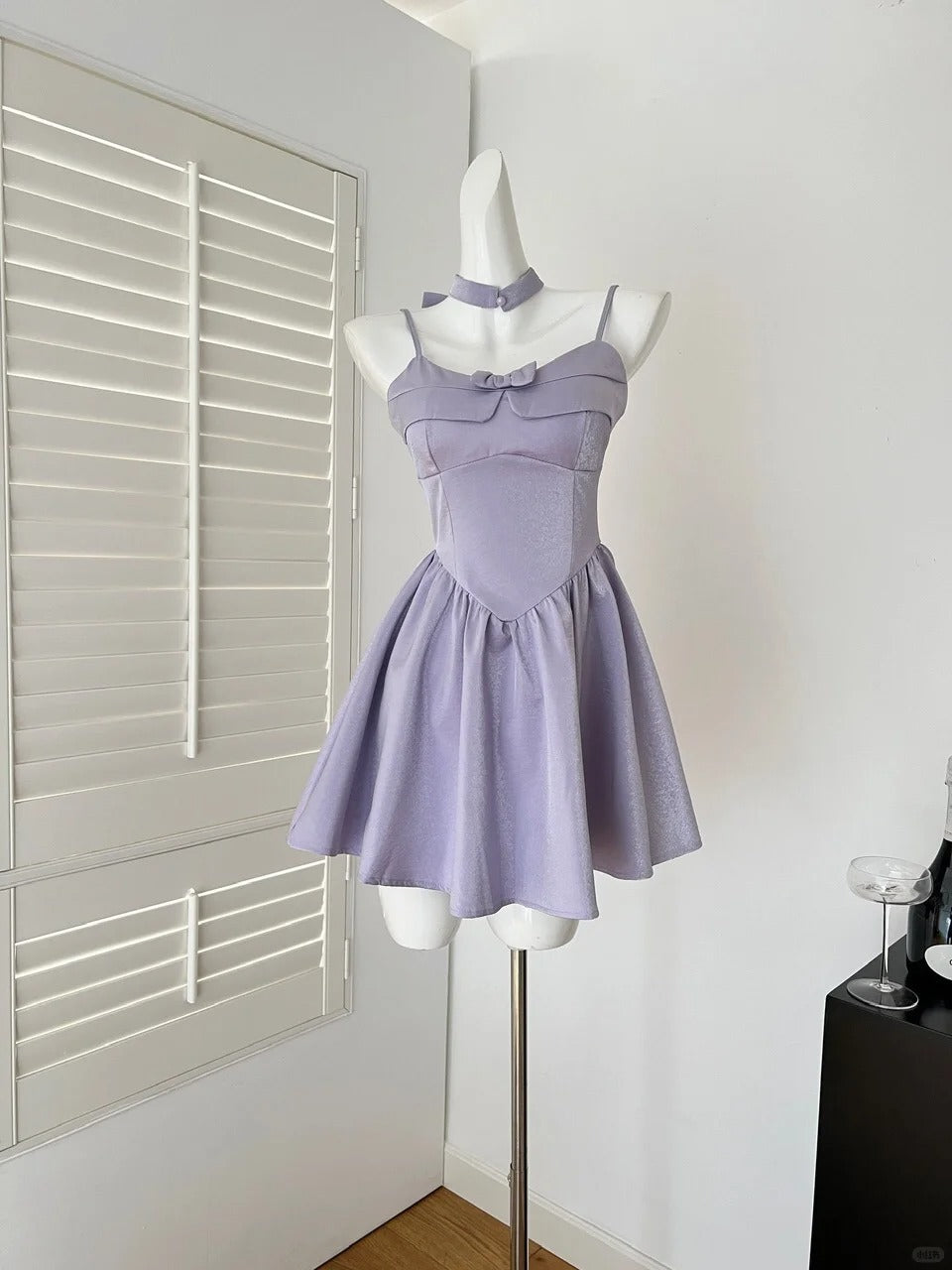 Robe de soirée courte en satin violet, tenue de bal, d'anniversaire, nv4637