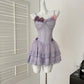 Lila Süßes Blumen Kurzes Chiffon Homecoming Kleid Ballkleid Abendkleid Geburtstagskleid nv4638