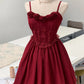 Robe de soirée courte en tulle à fleurs rouges, robe de bal, robe d'anniversaire, nv4525