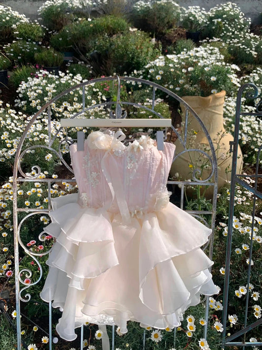 Pink applique homecoming dress Short Tulle prom dress birthday dress evening dress nv4444