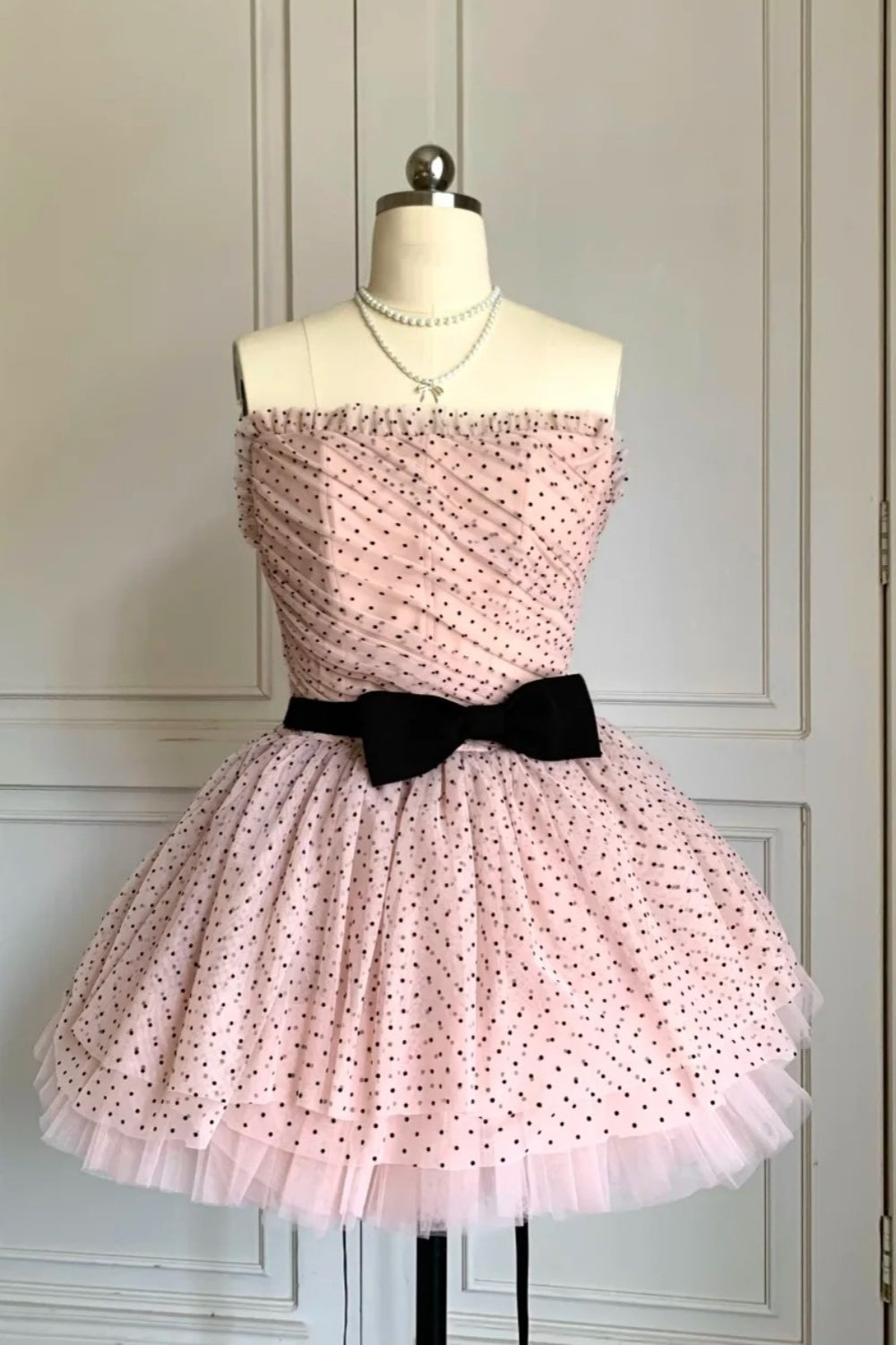 NiceVestidos - Robe courte de soirée, robe d'anniversaire, robe bouffante en tulle à pois, NV5671