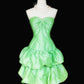 Robe de soirée courte en satin vert, élégante et mignonne, à perles, à la mode, pour bal de fin d'année, anniversaire, nv3945