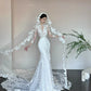 Robe de soirée sirène longue en tulle et dentelle, magnifique, élégante et exquise, longueur au sol, robe de bal, robe de mariée nv4054