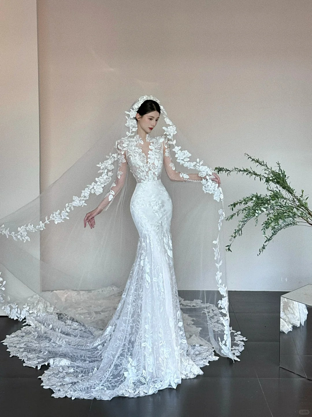 Robe de soirée sirène longue en tulle et dentelle, magnifique, élégante et exquise, longueur au sol, robe de bal, robe de mariée nv4054