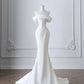 White Mermaid Satin Elegant Long Ball Gown Evening Gown Graduation Gown Wedding Dress nv4334