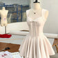Robe de soirée courte en satin rose à nœud, robe de bal, robe d'anniversaire, nv4512
