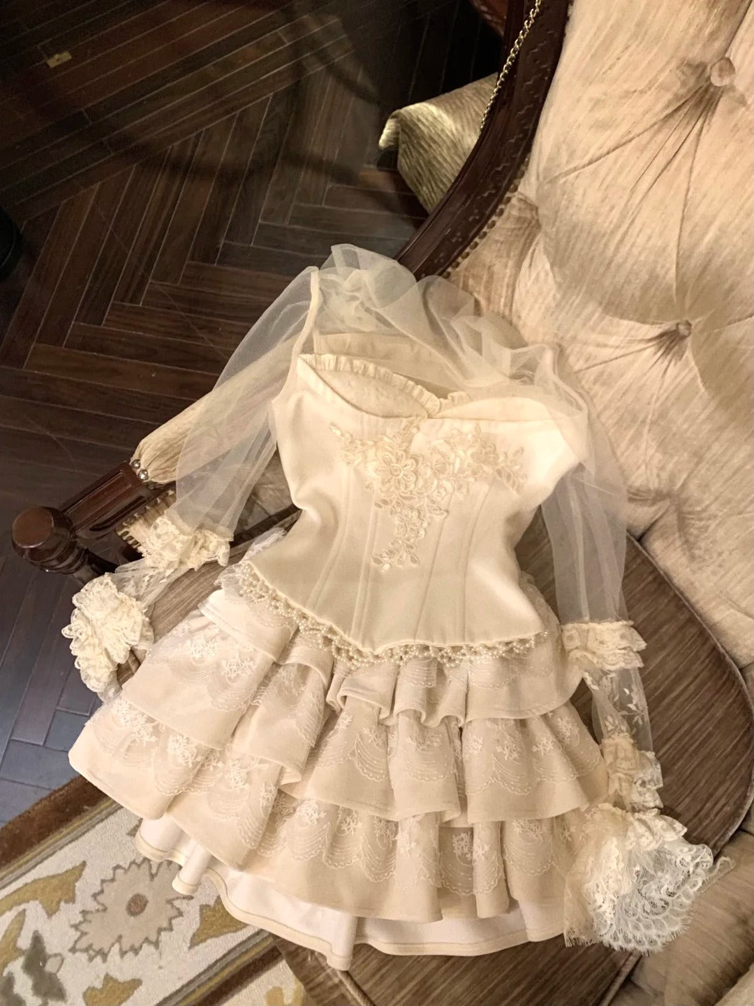 Robe de bal courte en satin blanc et dentelle transparente, avec perles et perles, robe d'anniversaire, nv4522