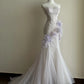 Robe de soirée sirène longue en tulle, élégante et élégante, à fleurs, violet clair, coupe ajustée, longueur au sol, robe de mariée nv4046