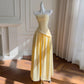 gelbes, modisches, elegantes Satin-Heimkehrkleid, Ballkleid, Geburtstagspartykleid, Abendkleid, Abschlusskleid, nv4674