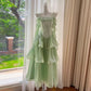 Grünes langes Chiffon-Tüll-Heimkehrkleid, Ballkleid, Geburtstagspartykleid, NV4669
