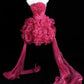 Robe de soirée courte en tulle rose tendance et unique, robe de banquet, robe de fête d'anniversaire, robe de soirée nv4566