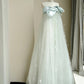 Robe de soirée longue en satin et tulle vert menthe nv4685
