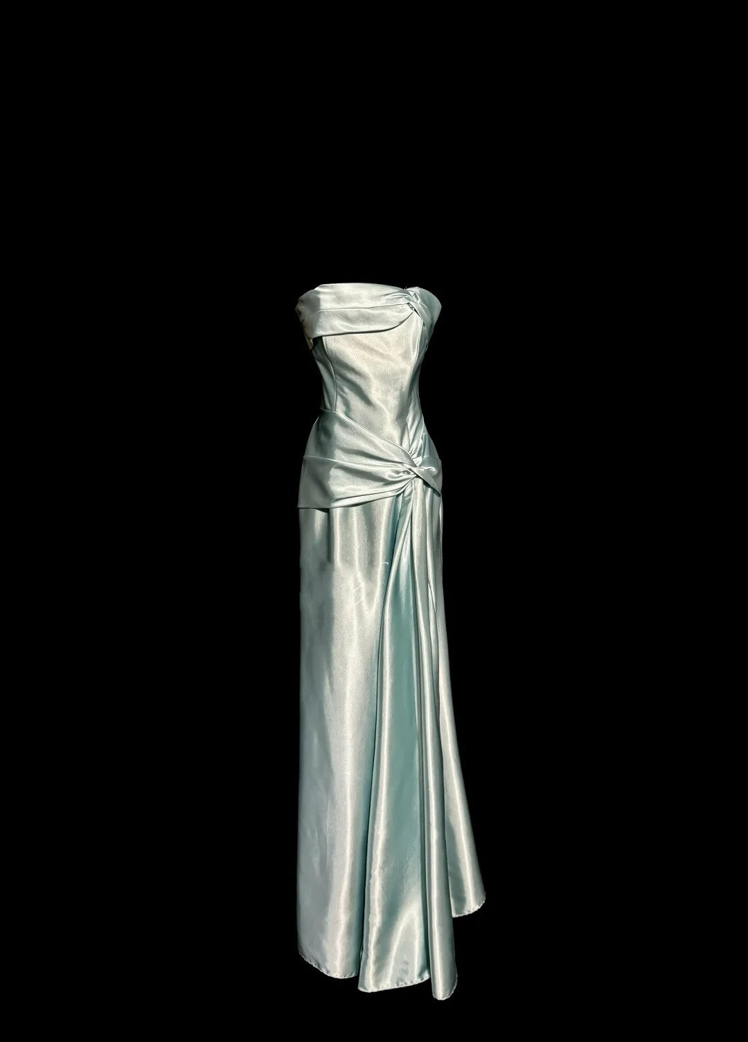 Mintgrünes, schlichtes, elegantes, langes Satin-Ballkleid, Abendkleid, Partykleid, NV4119
