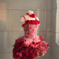 Mini-Ballkleid mit rotem Rosenwasserfall-Farbverlauf und 3D-Blumenmuster NV6568