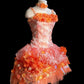 Orangefarbenes Mini-Ballkleid mit Flammenblumenmuster und Farbverlauf, 3D-Blumenmuster, NV6569