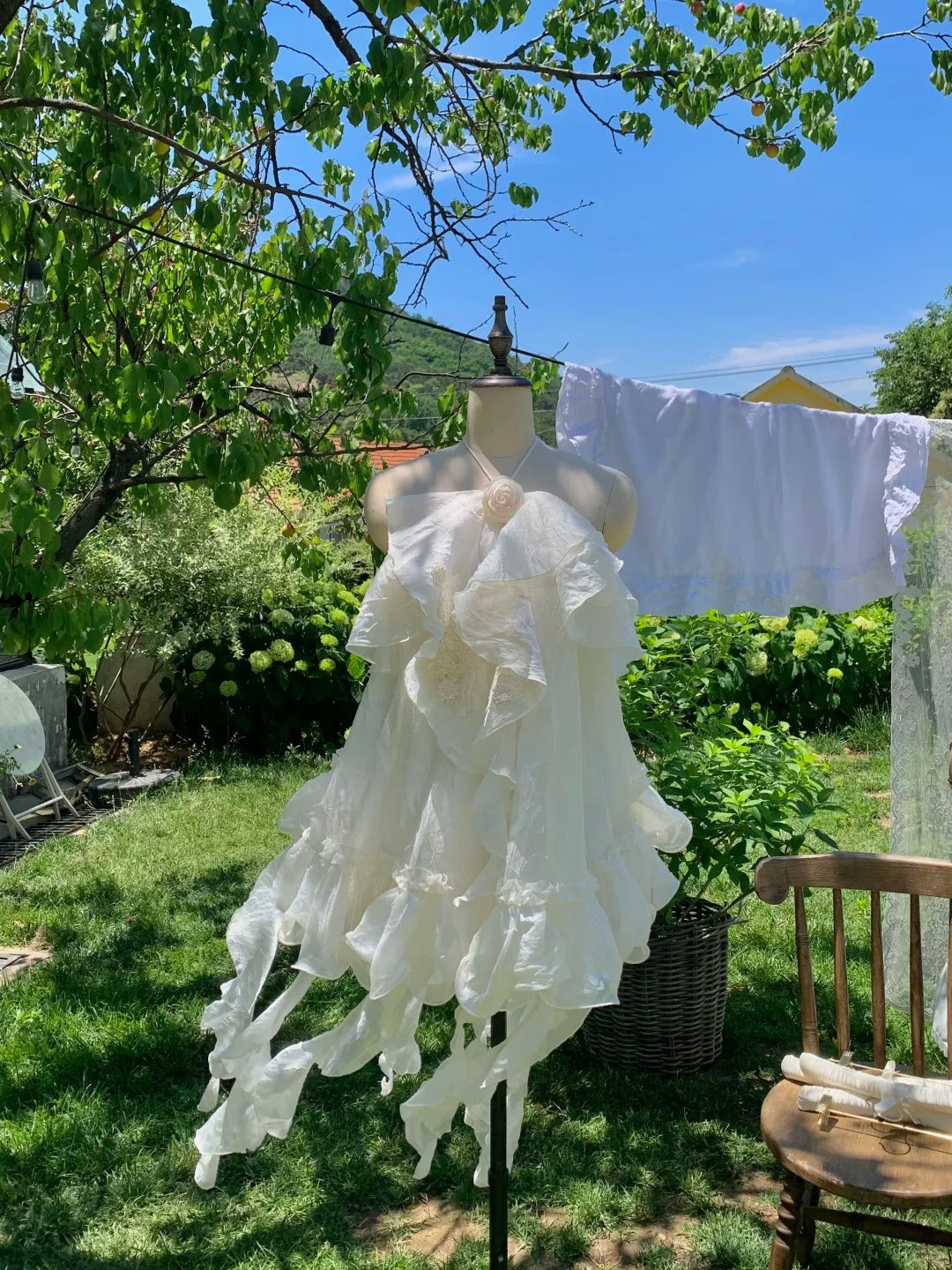 White Sweet Short Chiffon Homecoming Dress Birthday Party Dress nv4938