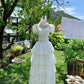 White sweet long chiffon homecoming dress birthday party dress two piece suit nv4939