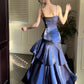 Robe de soirée sirène bleue à volants, tenue de soirée légère et luxueuse, idéale pour les petites personnes, nv4543