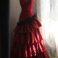 Flammenrotes, unregelmäßiges Prinzessinnenkleid, Hochzeitskleid NV6585