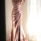 Rosa Perlen Elegantes Langes Satin Bodenlanges Ballkleid Abendkleid Partykleid nv4187