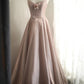 Robe de soirée longue en satin rose pour fille brillante, tenue de soirée, nv4693