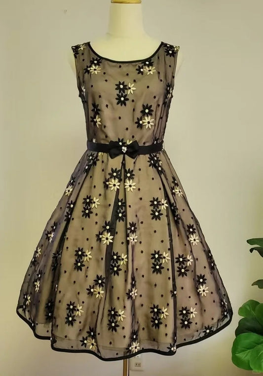 NiceVestidos - Robe courte de soirée pour fille, tenue rétro, robe vintage en maille brodée, NV5662