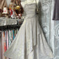 Gray Vintage Long Satin Prom Gown Evening Dress Party Dress nv4364