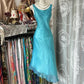 Robe de soirée longue en mousseline de soie, élégante et simple, style vintage, bleu, nv4622