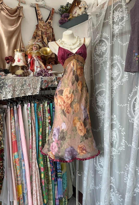 Homecoming-Kleid, Retro-Blumenmuster, mittellanges Chiffon-Ballkleid, NV5425