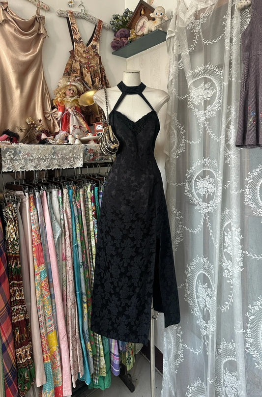 Schwarzes Vintage Elegantes Langes Sexy Spitzen Ballkleid Abendkleid Homecoming Kleid Geburtstagsparty Kleid nv4630